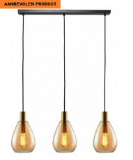 Hanglamp 3xE27 zwart brons goud amber glas.jpg