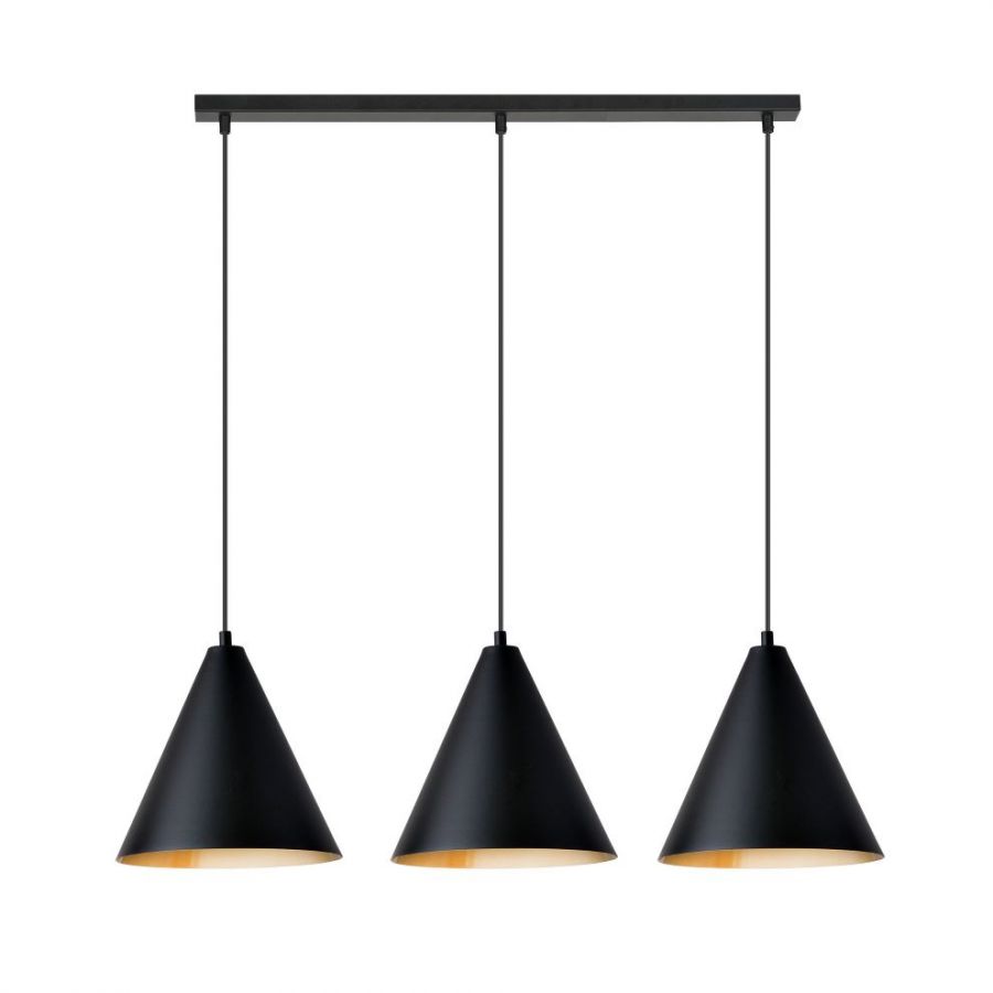 Hanglamp 3xE27 zwart/goud