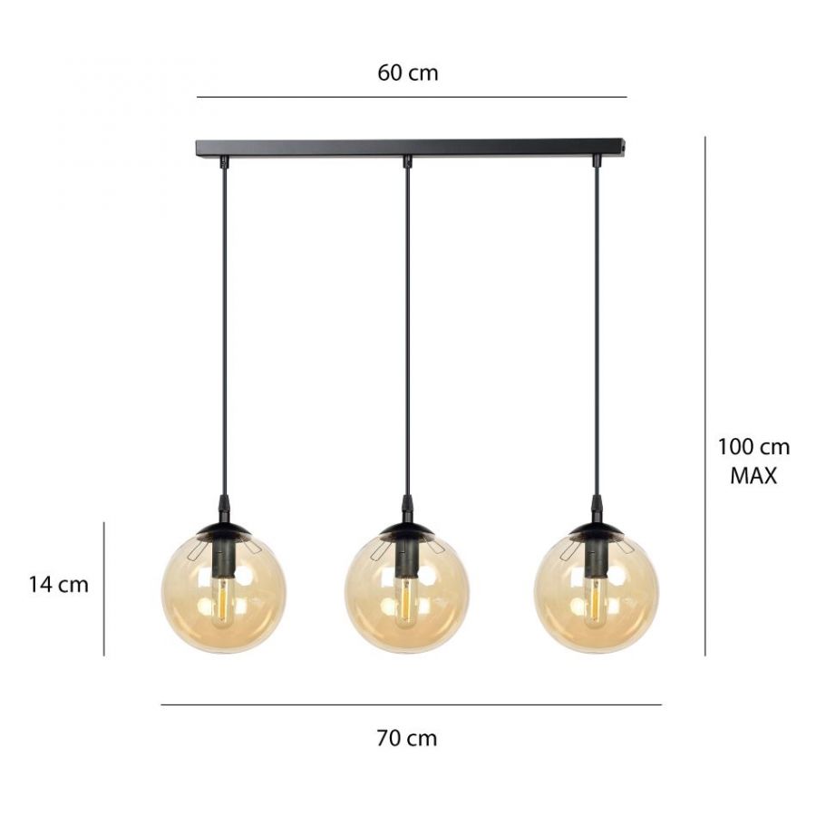 Hanglamp 3xE14 zwart