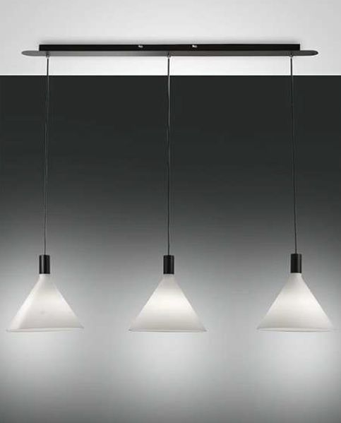 Hanglamp 3xE27 Zwart/Opaal