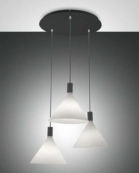 Hanglamp 3xE27 Zwart/Opaal
