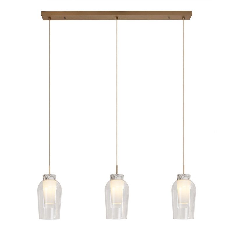 Hanglamp 3xE27 Goud Wit marmol