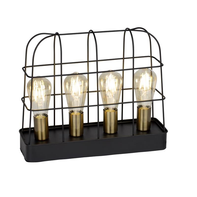 Tafellamp 4xE27 Antiek Zwart