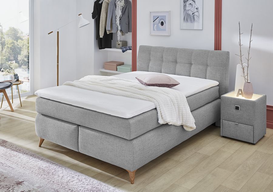 Boxspring Nicole 140 KPL licht grijs