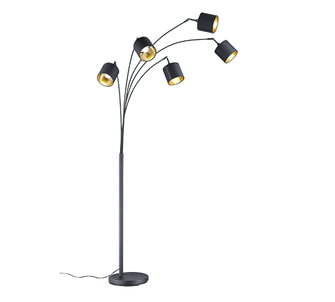 R46330579 TOMMY Booglamp 5xE14 Zwart Goud