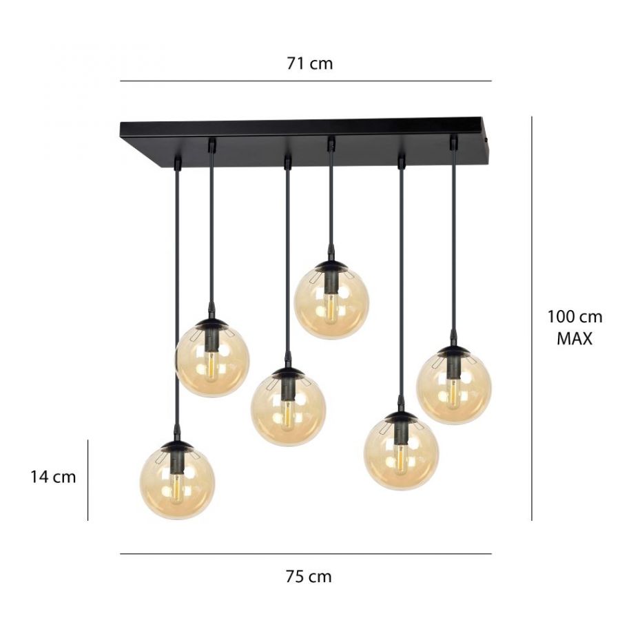 713/6 COSMO Hanglamp 6xE14 zwart