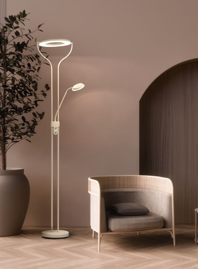 Vloerlamp 30+6,5w 4600lm CCT DIM Crème