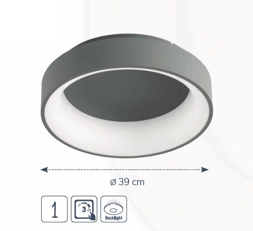 11205 SHAY Plafondlicht d39 16w 1600lm 3000k Antraciet 3StepDim