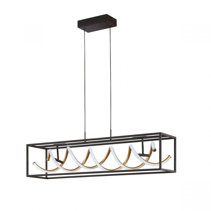 Pendel 42w 5100lm CCT DIM RC zwart goud