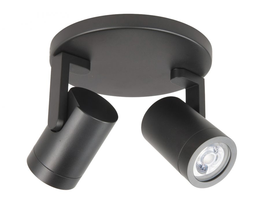 Spot basis rond 2xGU10 Zwart
