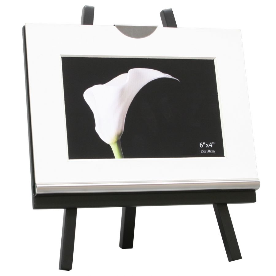 fotokader glas op zwarte staander met zileren rand