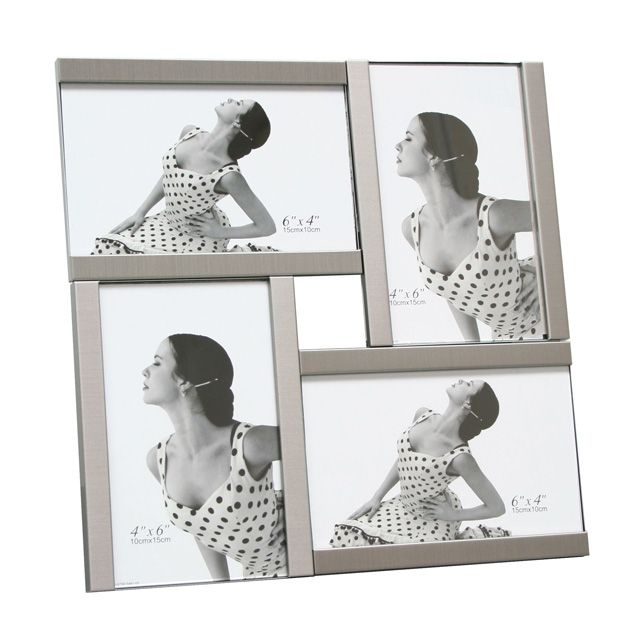 fotolijst zilver voor 4 foto's 10x15cm