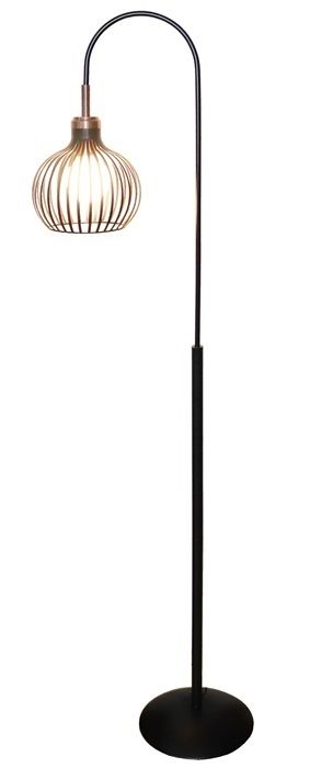 3403555 RAGA Vloerlamp E27 zwart mat koper
