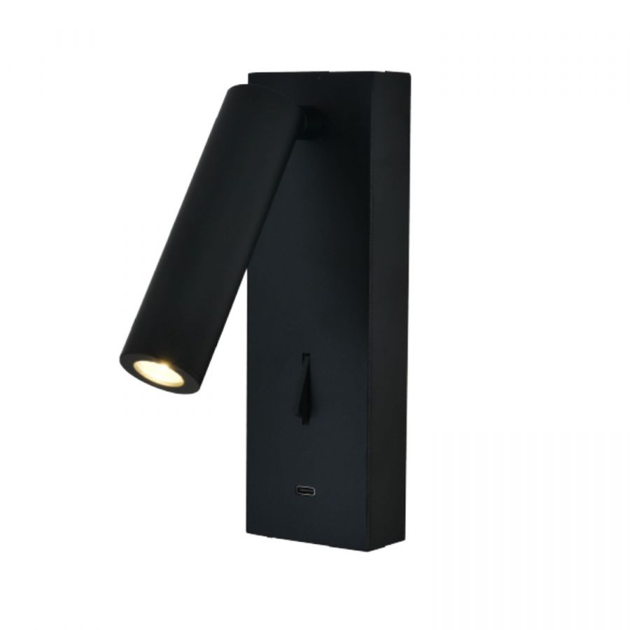 Wandspot 3w 210lm 3000k zwart