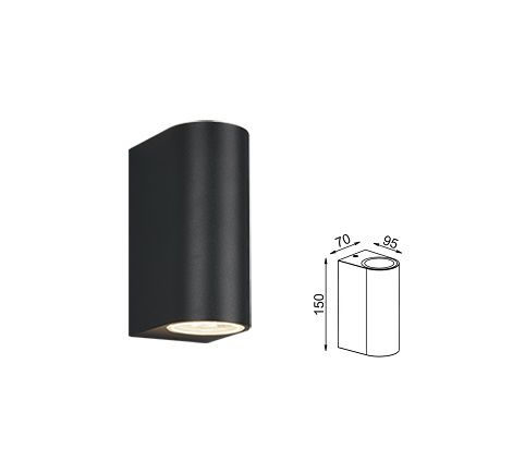 Tuinlamp 2xGU10 Rond Zwart 