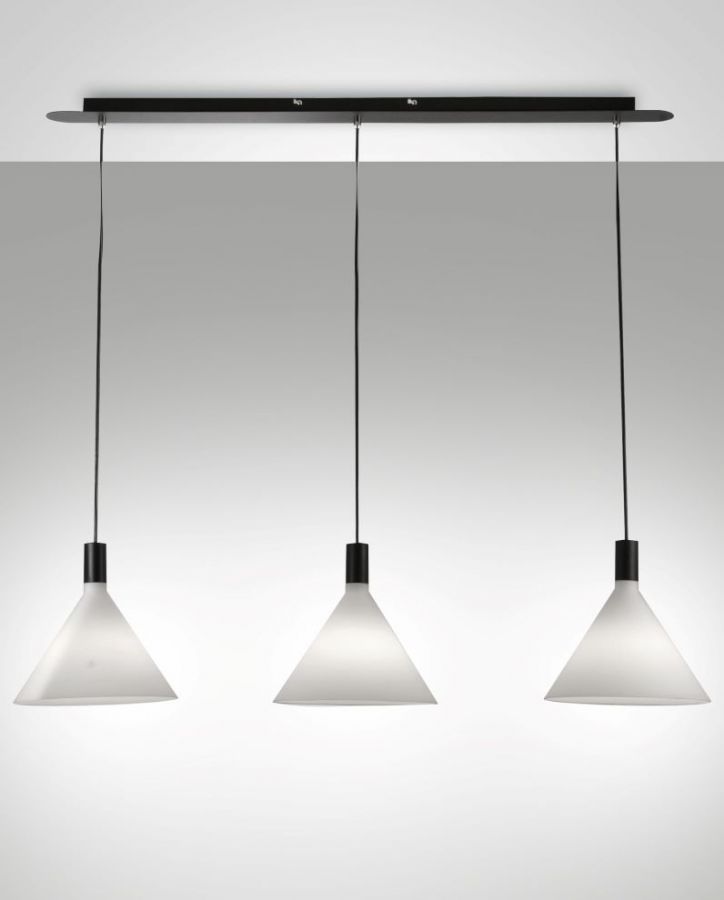 Hanglamp 3xE27 Zwart/Opaal