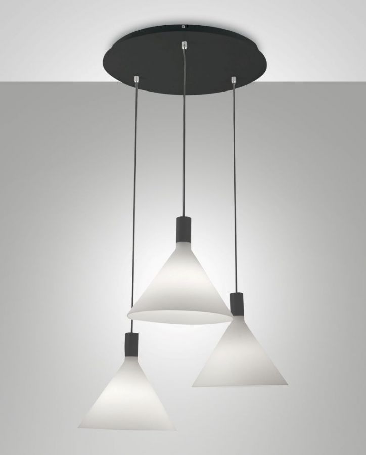 Hanglamp 3xE27 Zwart/Opaal