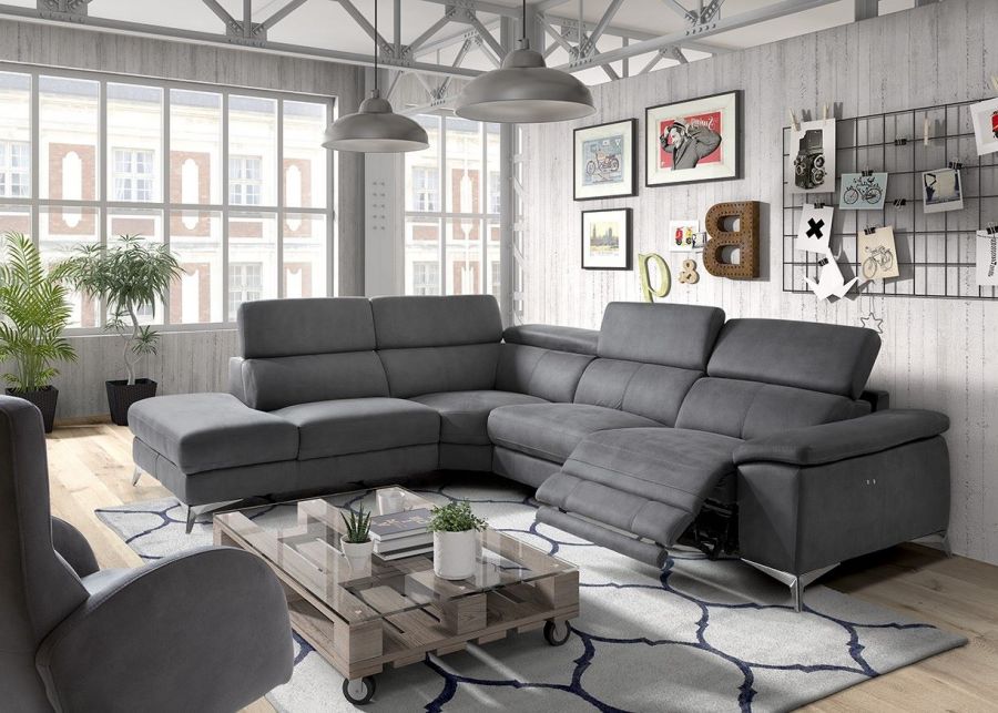 Hoeksalon Kobe met relaxfuntie Forza antraciet