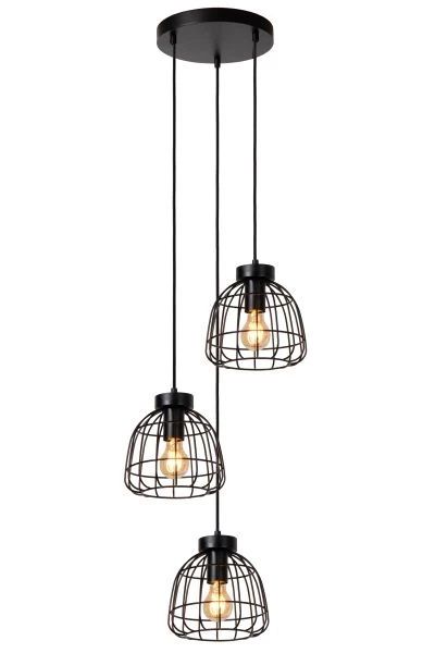 00429/13/30 FILOX Hanglamp R3xE27 Zwart Hout/Metaal