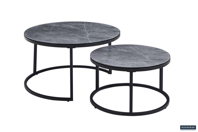Salontafel Boston Glas steen grijs