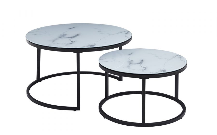 Salontafel Boston Glas marmer wit