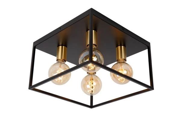 00124/14/30 RUBEN Plafondlamp 4xE27 Zwart Mat messing
