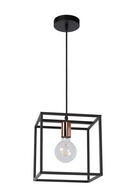 08424/01/30 ARTHUR Hanglamp E27 Zwart/Rood koper