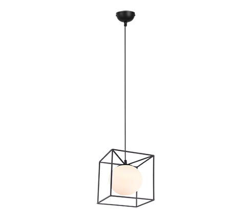 R30401032 GABBIA Pendel E27 Zwart/Opaal
