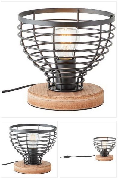 93153/76 AVIA Tafellamp E27 Zwart Hout