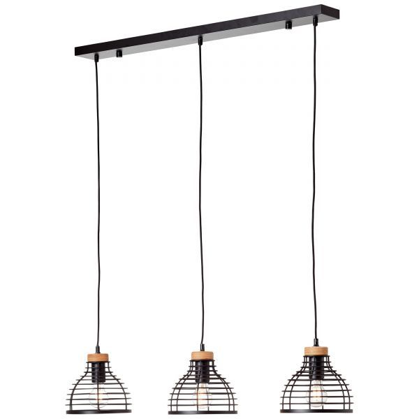 99561/76 AVIA Hanglamp 3xE27 Zwart Hout