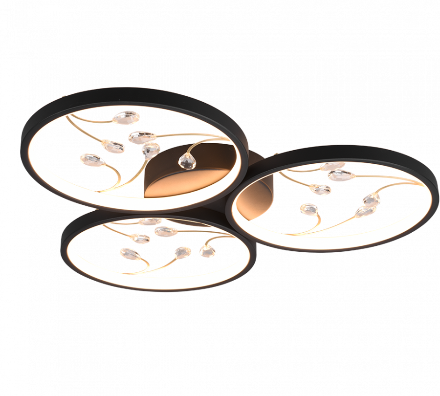 642110332 GROOVY Plafondlamp 30w 3600lm 3000k 3StapDim Zwart Goud