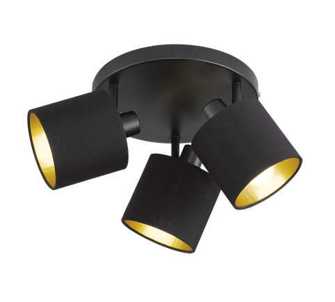 R80333979 TOMMY Spot/Plafondlamp 3xE14 Zwart Goud