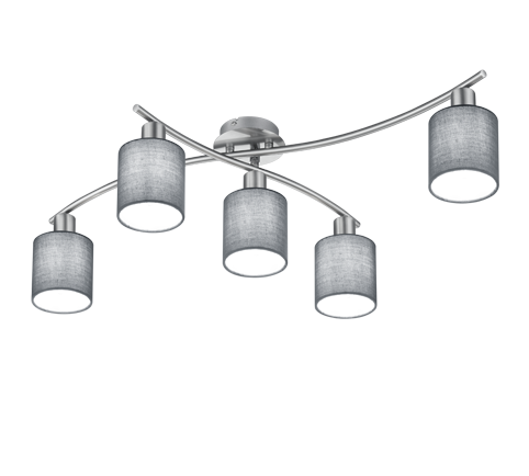 605400511 GARDA Plafondlicht 5xE14 nikkelmat grijs