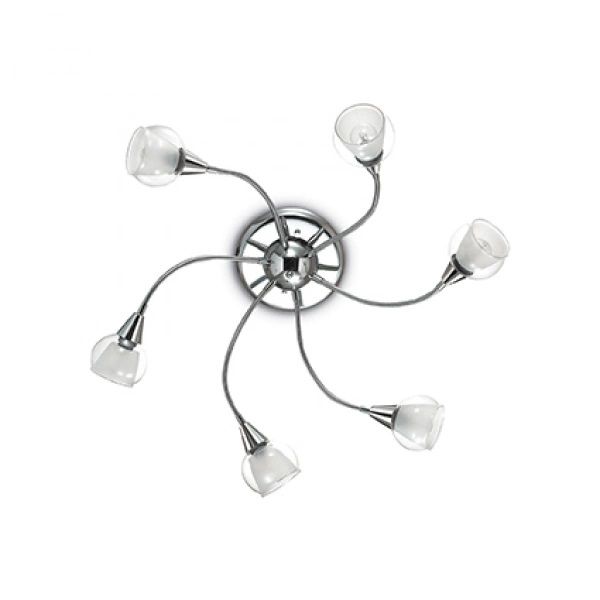 Plafondlamp 6xE14 Flexibel + glas