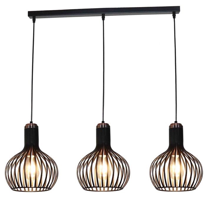 3403554 RAGA Hanglamp 3xE27 balk zwart mat koper
