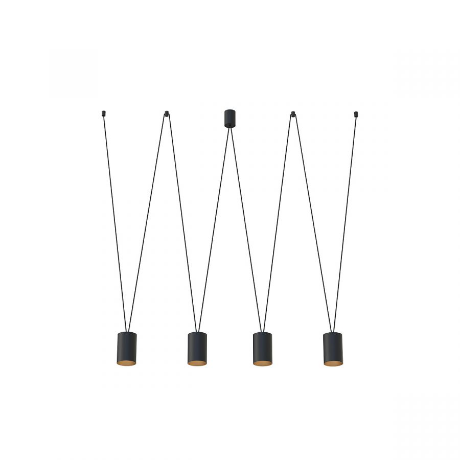 Hanglamp 4xGU10 zwart goud