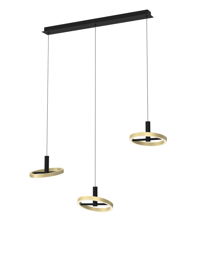Luster 26w 3000lm 3000k 3Stap Zwart+Goud