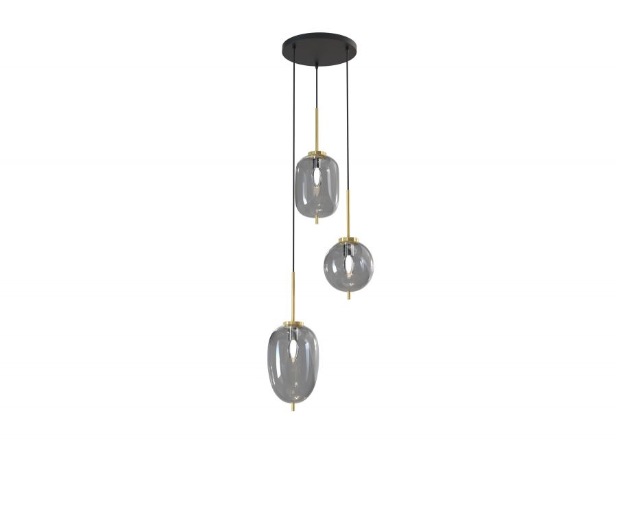 Hanglamp 3xE14 Zwart+Goud