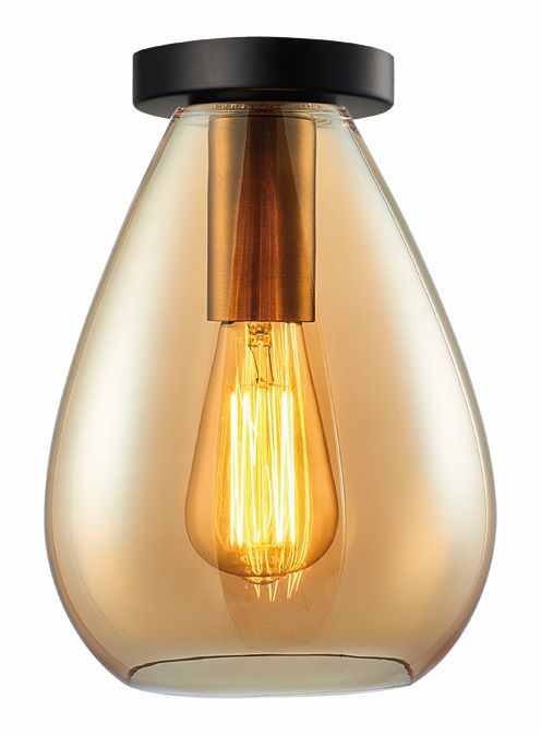 Plafondlamp E27 brons goud amber
