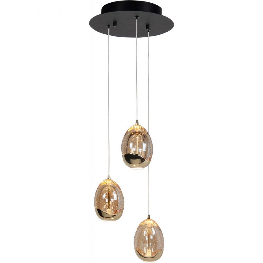 Hanglamp 3x5w 1350lm 2700k zwart/goud