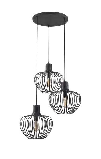 Hanglamp R3xE27 zwart