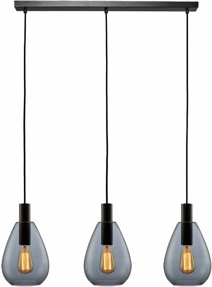 Hanglamp 3xE27 zwart smoke
