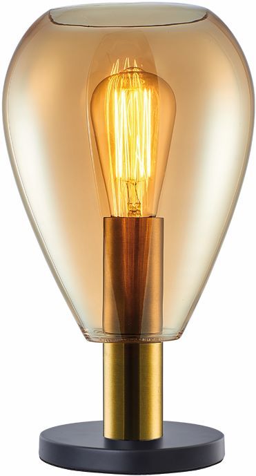 Tafellamp E27 zwart brons goud amber