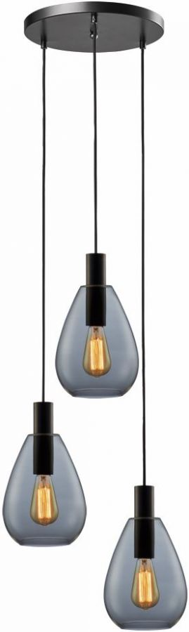Hanglamp R3xE27 zwart smoke