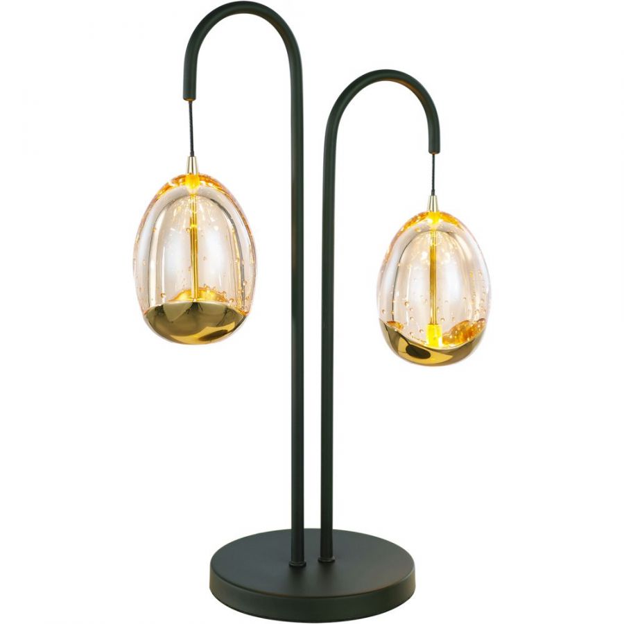 Tafellamp 2x5w 450lm 2700k zwart/goud