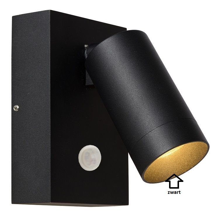 09831/01/30 TAYLOR PIR Spot GU10 Zwart IP44 (binnen+buiten)