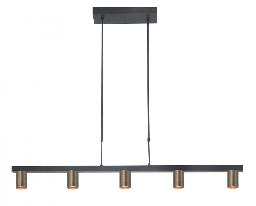 Hanglamp 5xGU10 Zwart Brons