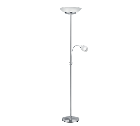 R40063107 GERRY Vloerlamp E27+E14 Nikkelmat Glas