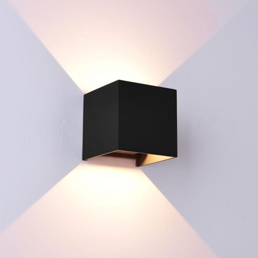 Wandlamp IP54 2x6w 2x550lm 2700k Zwart