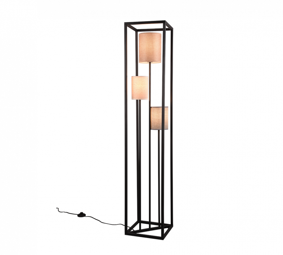 403100317 ROSS Vloerlamp 3xE27 zwart+textiel